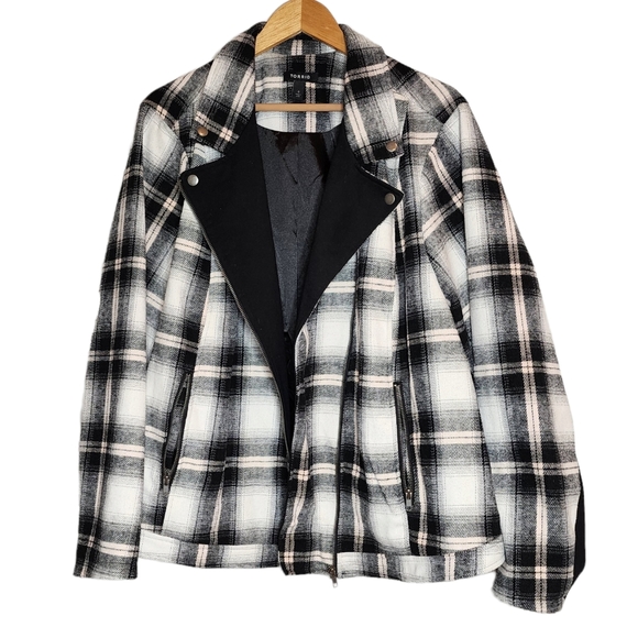 Torrid wool-blend FLANNEL MOTO JACKET - Picture 4 of 16